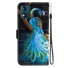 For Motorola Moto E13 Crystal Texture Colored Drawing Leather Phone Case(Peacock) - 3