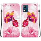 For Motorola Moto E13 Crystal Texture Colored Drawing Leather Phone Case(Pink Butterflies) - 1