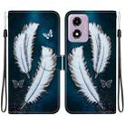 For Motorola Moto G04s / E14 Crystal Texture Colored Drawing Leather Phone Case(White Butterfly Feathers) - 1