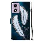 For Motorola Moto G04s / E14 Crystal Texture Colored Drawing Leather Phone Case(White Butterfly Feathers) - 3