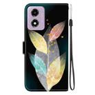 For Motorola Moto G04s / E14 Crystal Texture Colored Drawing Leather Phone Case(Colored Leaves) - 3