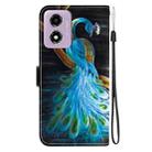 For Motorola Moto G04s / E14 Crystal Texture Colored Drawing Leather Phone Case(Peacock) - 3