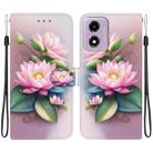 For Motorola Moto G04s / E14 Crystal Texture Colored Drawing Leather Phone Case(Lotus) - 1