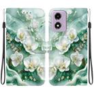 For Motorola Moto G04s / E14 Crystal Texture Colored Drawing Leather Phone Case(Jade Flowers) - 1