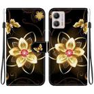 For Motorola Moto G13 / G23 / G53 Crystal Texture Colored Drawing Leather Phone Case(Gold Flower) - 1