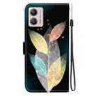 For Motorola Moto G13 / G23 / G53 Crystal Texture Colored Drawing Leather Phone Case(Colored Leaves) - 3