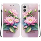 For Motorola Moto G13 / G23 / G53 Crystal Texture Colored Drawing Leather Phone Case(Lotus) - 1