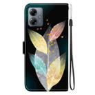 For Motorola Moto G14 Crystal Texture Colored Drawing Leather Phone Case(Colored Leaves) - 3