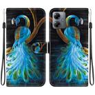 For Motorola Moto G14 Crystal Texture Colored Drawing Leather Phone Case(Peacock) - 1