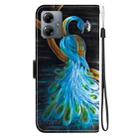 For Motorola Moto G14 Crystal Texture Colored Drawing Leather Phone Case(Peacock) - 3