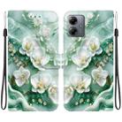 For Motorola Moto G14 Crystal Texture Colored Drawing Leather Phone Case(Jade Flowers) - 1