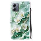 For Motorola Moto G14 Crystal Texture Colored Drawing Leather Phone Case(Jade Flowers) - 3