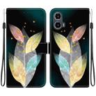 For Motorola Moto G34 5G Crystal Texture Colored Drawing Leather Phone Case(Colored Leaves) - 1