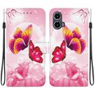 For Motorola Moto G34 5G Crystal Texture Colored Drawing Leather Phone Case(Pink Butterflies) - 1