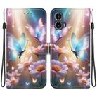 For Motorola Moto G34 5G Crystal Texture Colored Drawing Leather Phone Case(Butterfly Love Flower) - 1