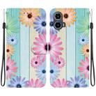 For Motorola Moto G34 5G Crystal Texture Colored Drawing Leather Phone Case(Sunflowers) - 1