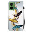 For Motorola Moto G35 Crystal Texture Colored Drawing Leather Phone Case(Gold Butterfly Feathers) - 3