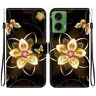 For Motorola Moto G35 Crystal Texture Colored Drawing Leather Phone Case(Gold Flower) - 1