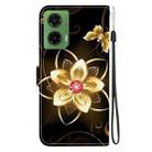 For Motorola Moto G35 Crystal Texture Colored Drawing Leather Phone Case(Gold Flower) - 3