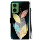 For Motorola Moto G35 Crystal Texture Colored Drawing Leather Phone Case(Colored Leaves) - 3