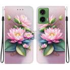 For Motorola Moto G35 Crystal Texture Colored Drawing Leather Phone Case(Lotus) - 1