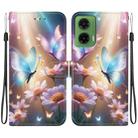 For Motorola Moto G35 Crystal Texture Colored Drawing Leather Phone Case(Butterfly Love Flower) - 1