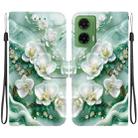 For Motorola Moto G35 Crystal Texture Colored Drawing Leather Phone Case(Jade Flowers) - 1
