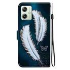 For Motorola Moto G54 Crystal Texture Colored Drawing Leather Phone Case(White Butterfly Feathers) - 3