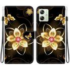 For Motorola Moto G54 Crystal Texture Colored Drawing Leather Phone Case(Gold Flower) - 1