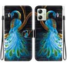 For Motorola Moto G54 Crystal Texture Colored Drawing Leather Phone Case(Peacock) - 1