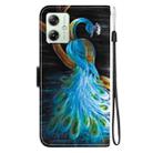 For Motorola Moto G54 Crystal Texture Colored Drawing Leather Phone Case(Peacock) - 3