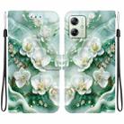 For Motorola Moto G54 Crystal Texture Colored Drawing Leather Phone Case(Jade Flowers) - 1