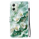 For Motorola Moto G54 Crystal Texture Colored Drawing Leather Phone Case(Jade Flowers) - 3