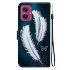 For Motorola Moto G55 Crystal Texture Colored Drawing Leather Phone Case(White Butterfly Feathers) - 3