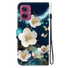 For Motorola Moto G55 Crystal Texture Colored Drawing Leather Phone Case(Magnolia) - 3