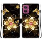 For Motorola Moto G55 Crystal Texture Colored Drawing Leather Phone Case(Gold Flower) - 1