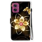 For Motorola Moto G55 Crystal Texture Colored Drawing Leather Phone Case(Gold Flower) - 3