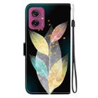 For Motorola Moto G55 Crystal Texture Colored Drawing Leather Phone Case(Colored Leaves) - 3