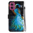 For Motorola Moto G55 Crystal Texture Colored Drawing Leather Phone Case(Peacock) - 3