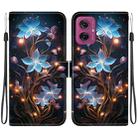 For Motorola Moto G55 Crystal Texture Colored Drawing Leather Phone Case(Little Lantern Flower) - 1