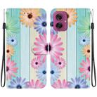 For Motorola Moto G55 Crystal Texture Colored Drawing Leather Phone Case(Sunflowers) - 1