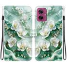 For Motorola Moto G55 Crystal Texture Colored Drawing Leather Phone Case(Jade Flowers) - 1