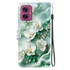 For Motorola Moto G55 Crystal Texture Colored Drawing Leather Phone Case(Jade Flowers) - 3