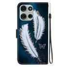 For Motorola Moto G75 5G Crystal Texture Colored Drawing Leather Phone Case(White Butterfly Feathers) - 3