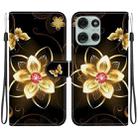 For Motorola Moto G75 5G Crystal Texture Colored Drawing Leather Phone Case(Gold Flower) - 1