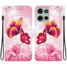 For Motorola Moto G75 5G Crystal Texture Colored Drawing Leather Phone Case(Pink Butterflies) - 1