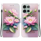 For Motorola Moto G75 5G Crystal Texture Colored Drawing Leather Phone Case(Lotus) - 1