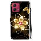 For Motorola Moto G84 Crystal Texture Colored Drawing Leather Phone Case(Gold Flower) - 3