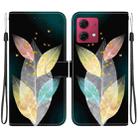 For Motorola Moto G84 Crystal Texture Colored Drawing Leather Phone Case(Colored Leaves) - 1