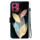 For Motorola Moto G84 Crystal Texture Colored Drawing Leather Phone Case(Colored Leaves) - 3